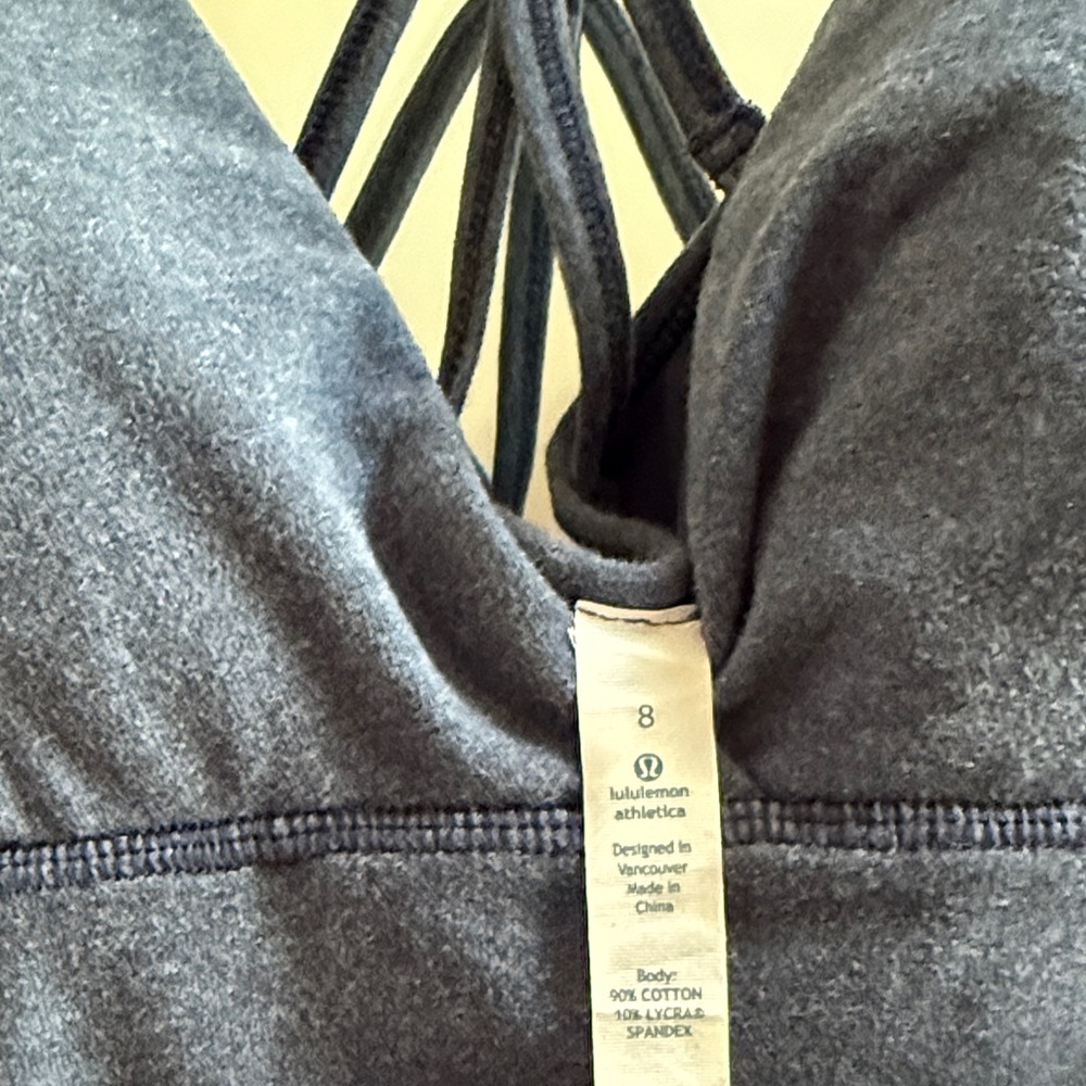 lululemon athletica Charcoal Sports tank top with  built-in bra.